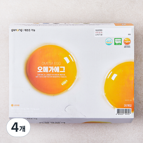 가농 무항생제 인증 오메가 1+등급 특란 1.2kg, 20구, 4개