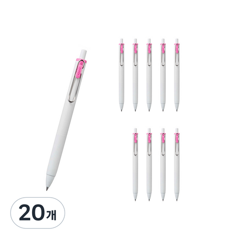 유니볼 원 중성 잉크펜 0.38mm, 베이비핑크, 20개