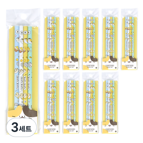 핑크풋 1000 냥냥 연필 B 4종 x 10개 세트, 혼합색상, 3세트
