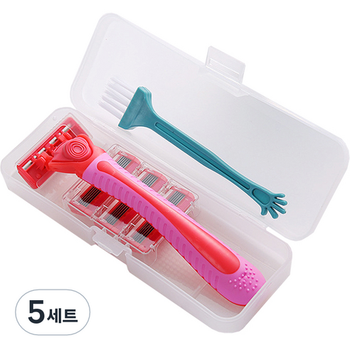 리앤베르 여성용 면도기 + 면도날 3p 세트 레드, 5세트