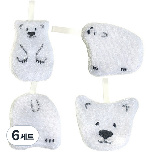 hillo 이지 아크릴 스펀지 수세미 북극곰, 4개입, 6세트