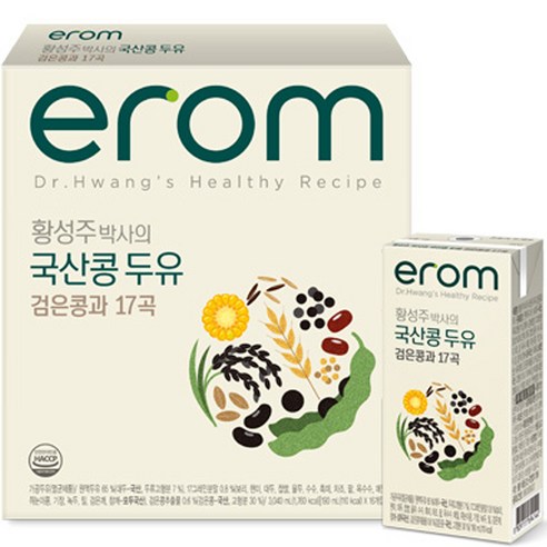 이롬 황성주 국산콩 두유 검은콩과 17곡, 190ml, 16개