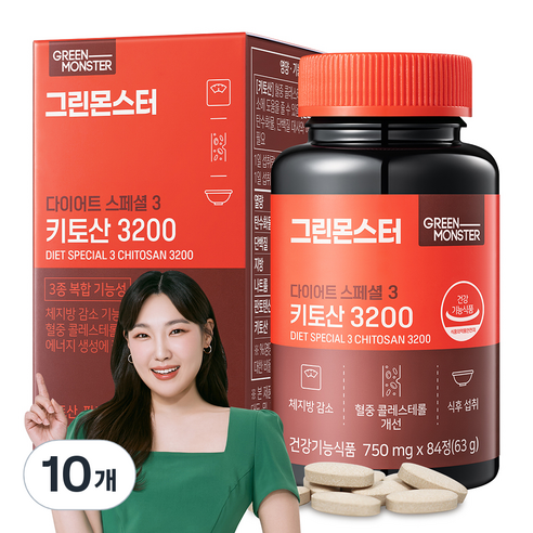 그린몬스터 다이어트 스페셜 3 키토산 3200, 84정, 10개