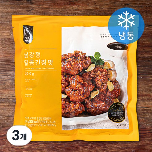 허닭 식단 닭강정 달콤간장맛 (냉동), 200g, 3개