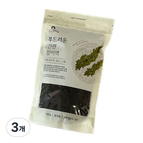 안옥남 부드러운 간편 참미역, 3개, 100g