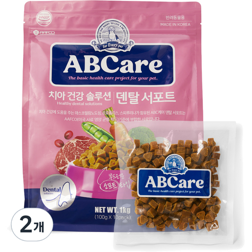 에이비씨케어 ABC케어 덴탈 서포트 소프트사료, 닭, 1kg, 2개