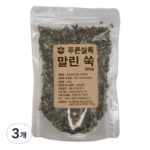 푸른실록 말린 쑥, 300g, 3개