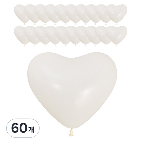 셈퍼텍스 하트풍선 30cm, 화이트, 60개