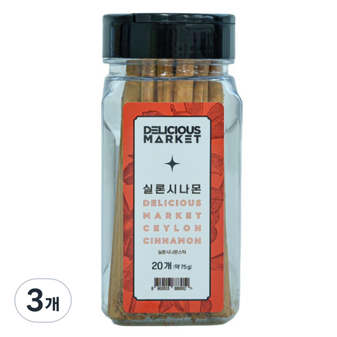 딜리셔스마켓 실론 시나몬 스틱 20p, 3개, 75g