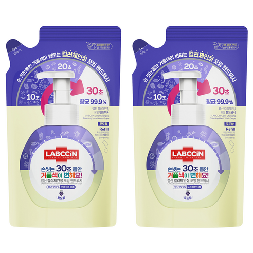 랩신 컬러체인징 포밍 핸드워시 리필 포도향, 450ml, 2개
