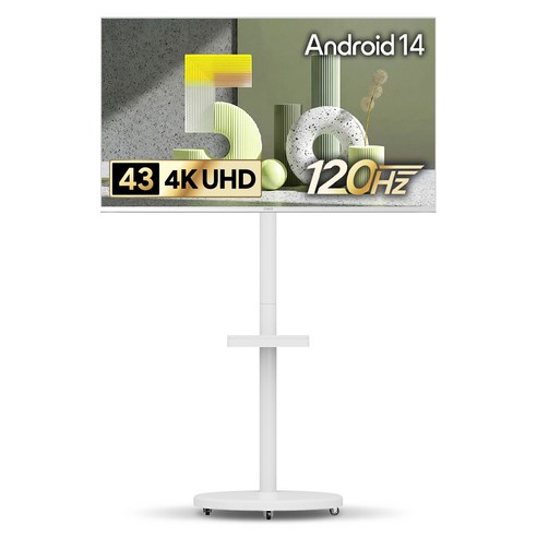 더함 4K UHD LED 스마트 120Hz 돌비 AI 구글 5.0 TV + 삼탠바이미 이동식 티비스탠드 라이트 세트, 109cm(43인치), UA431UHD M9GP CINEMA60 2025 WHITE, MS22-241-W, 스탠드형, 고객직접설치