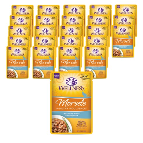 웰니스 고양이 헬시 인덜전스 머셀 습식사료 파우치, 24개, 85g, 칠면조+오리