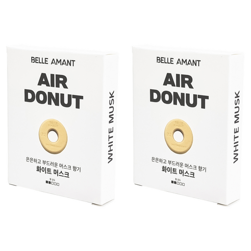 벨르아망 에어도넛 차량용 방향제 리필, 2개, 화이트 머스크