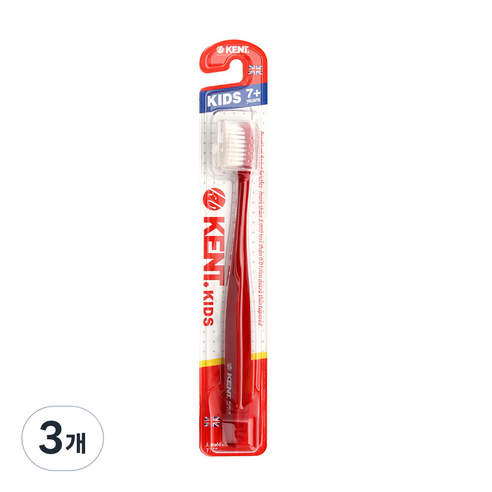 켄트 키즈 초극세모 칫솔, 레드, 1개입, 3개