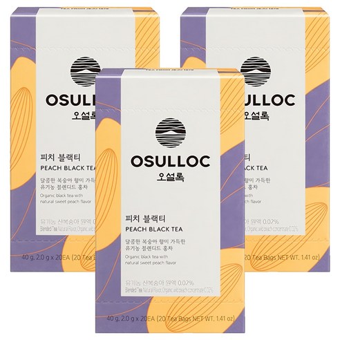 오설록 피치 블랙티 티백, 2g, 3개, 20개입