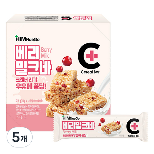 힘내고 베리밀크바 12p, 5개, 216g