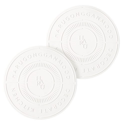 하루의공간 레터링 인덕션 실리콘 매트, 2개, 화이트