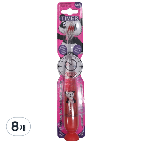 비브라이트 캐릭터 LED 타이머 동물친구 어린이 칫솔, 팬더(레드), 1개입, 8개