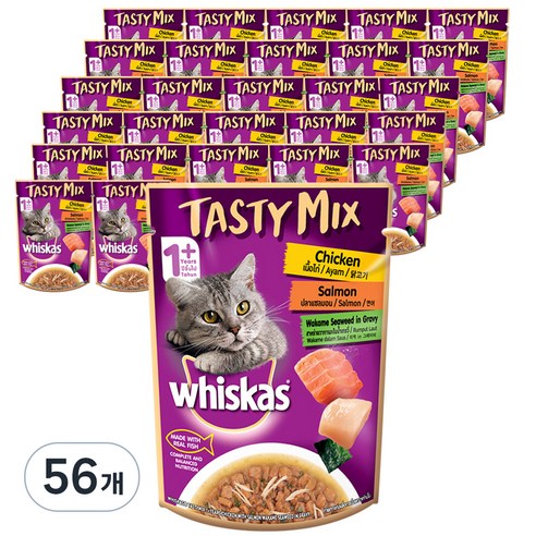 위스카스 어덜트 고양이 테이스티 믹스 습식사료, 닭, 70g, 56개
