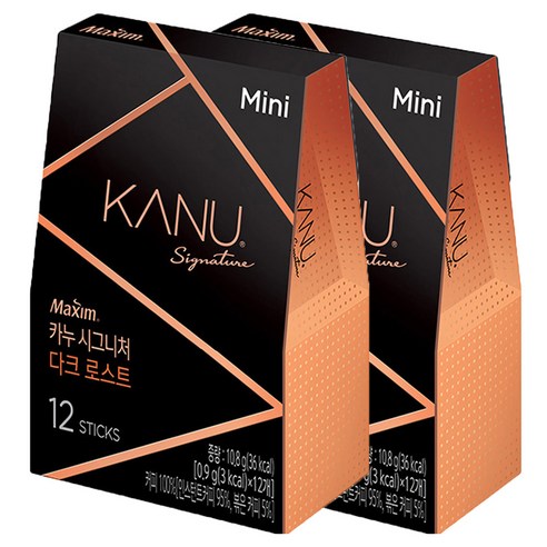 맥심 카누 시그니처 다크 로스트 미니 원두커피믹스, 0.9g, 12개입, 2개