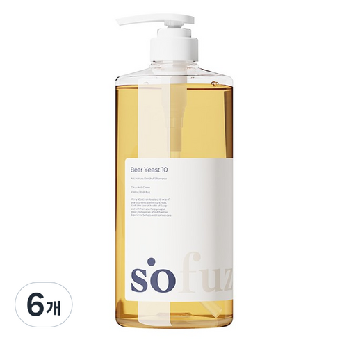 소퍼즈 맥주효모 10 비듬 케어 샴푸 시트러스 향, 6개, 1000ml