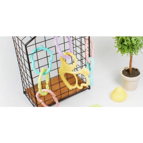 꼬꼬노리 도토링 고리 치발기세트, 다람쥐 치발기 1p + 도토링 8p, 혼합 색상, 1개