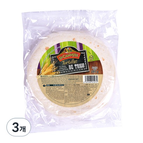 라카나스타 미션푸드 밀 또띠아 15cm, 280g, 3개
