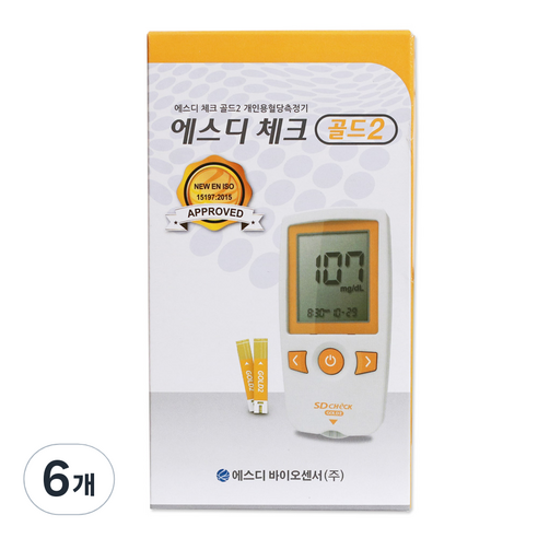에스디 체크 골드2 혈당측정기, 6개, SD CHECK GOLD 2 Blood Glucose Monitoring System(01GC22)