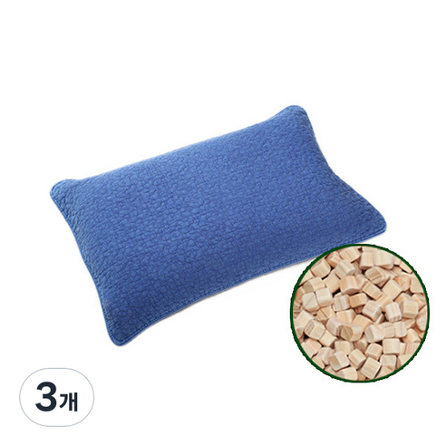 편백아트 순면 피그먼트 베이직 베개, 파랑, 3개