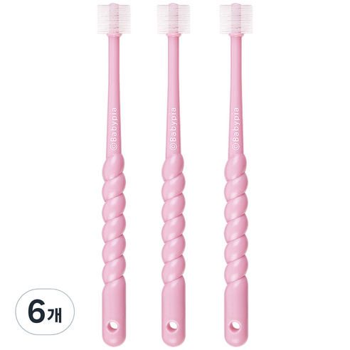 예꼬맘 360도 어린이용 칫솔 2단계, 핑크, 6개