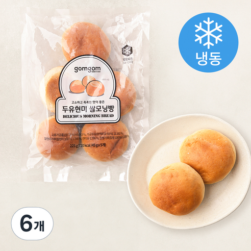 곰곰 두유현미 쌀모닝빵 (냉동), 225g, 6개