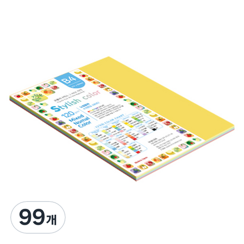 종이문화 스타일리쉬 얇은 혼합색지 120g 12 SN Vivid Tone, 99개, B4