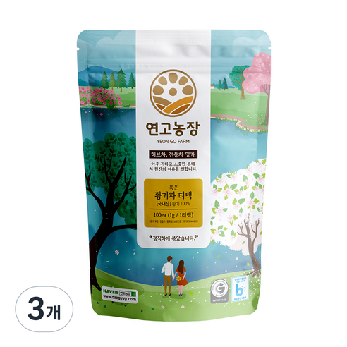 연고농장 볶은 황기차 삼각티백, 1g, 100개입, 3개