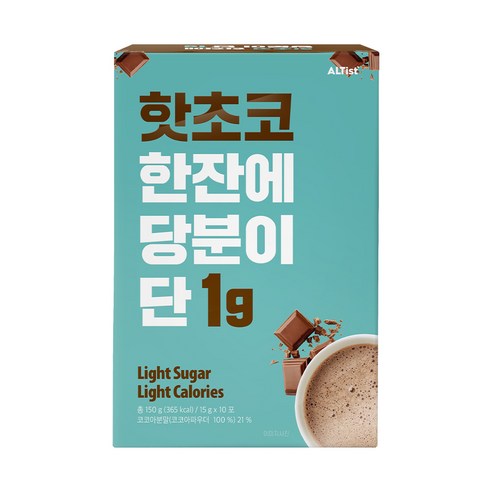 핫초코 한잔에 당분이 단 1g, 15g, 10개입, 1개