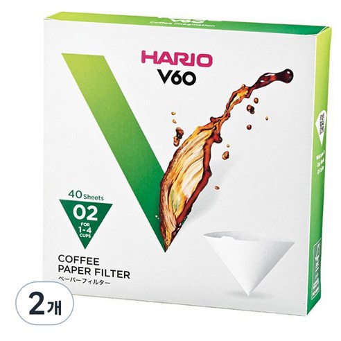 하리오 커피필터 화이트02 1~4인용 40매, 40개입, 2개