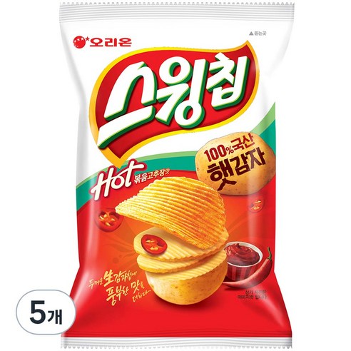 스윙칩 핫 볶음고추장맛, 124g, 5개