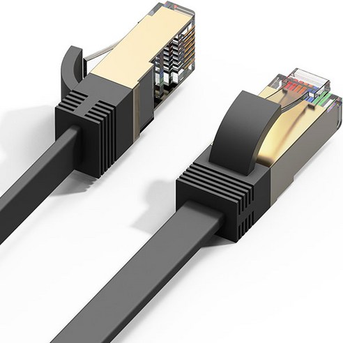   누아트 CAT7 랜선 꼬임방지 칼국수형 초고속 랜선케이블 10M, 블랙, 1개