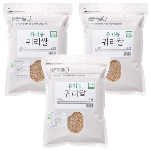 바른곡물 국내산 유기농 귀리 쌀, 2kg, 3개