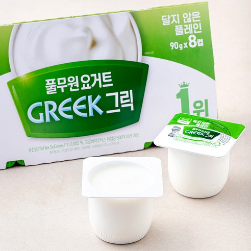 풀무원다논 그릭 달지않은 플레인 요거트, 90g, 8개 
유제품/아이스크림