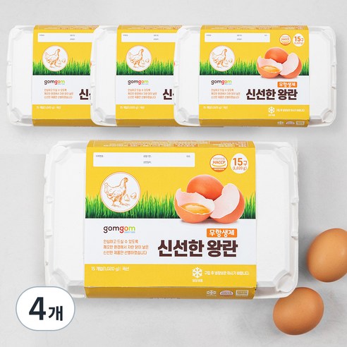 곰곰 무항생제 신선한 왕란, 15구, 4개