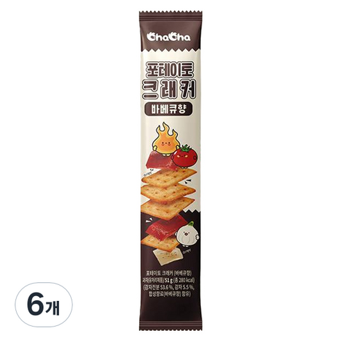 챠챠 포테이토 크래커 바베큐향, 51g, 6개