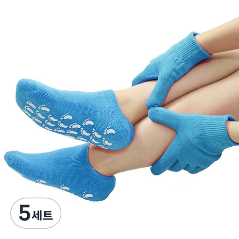 몬스터 모이스춰 모모 보습 양말 + 장갑 세트 블루, 5세트