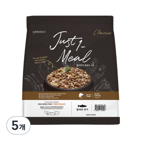 한끼뚝딱 생후 3개월령 이후 황태담은 클래식 강아지 사료, 황태와 연어 클래식, 1kg, 2개