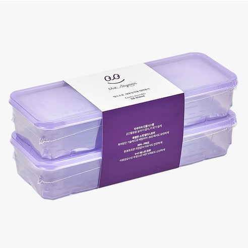 땡스소윤 냉동실 용기 밀폐용기 3호 850ml 쿨라벤더, 2개입, 1개