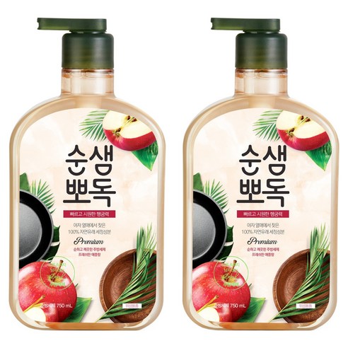 순샘 뽀독 애플향 주방세제, 750ml, 2개