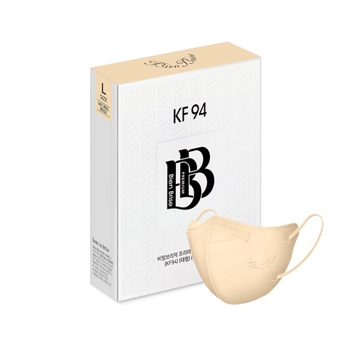 비앙브리제 프리미엄 방역용 마스크 성인용 KF94 대형, 10개입, 1개, 내츄럴 베이지