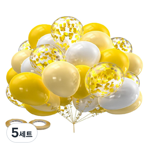 만들하비 컨페티 풍선 30p 세트, 옐로우(랜덤발송), 5세트