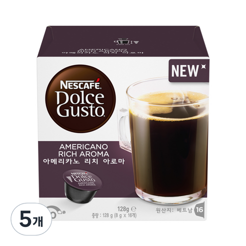 네스카페 돌체구스토 커피캡슐 아메리카노 리치 아로마, 8g, 16개입, 5개
