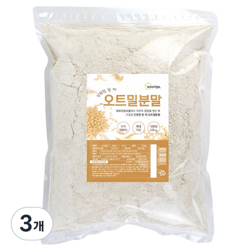 우리가스토리 압착 오트밀 분말, 1.5kg, 3개