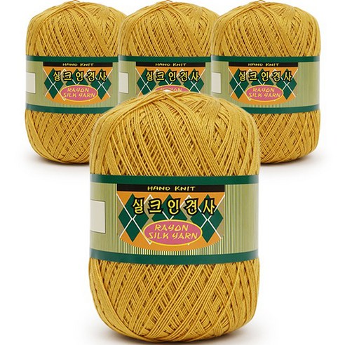 필립섬유 쎄비 실크 인견사 뜨개실 90g x 4p, 837 머스타드, 4개